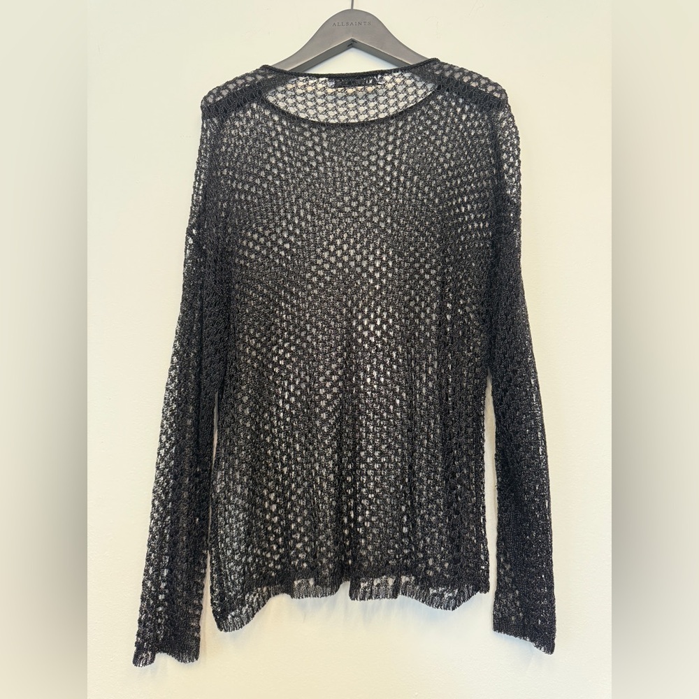 Zara Black Sheer Metallic Mesh Blouse - Picture 5 of 7